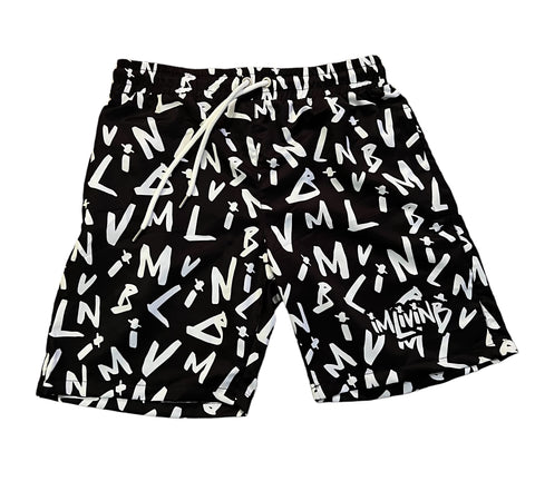 Letter Shorts (Black/White)