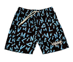 Letter Shorts (Black/Blue