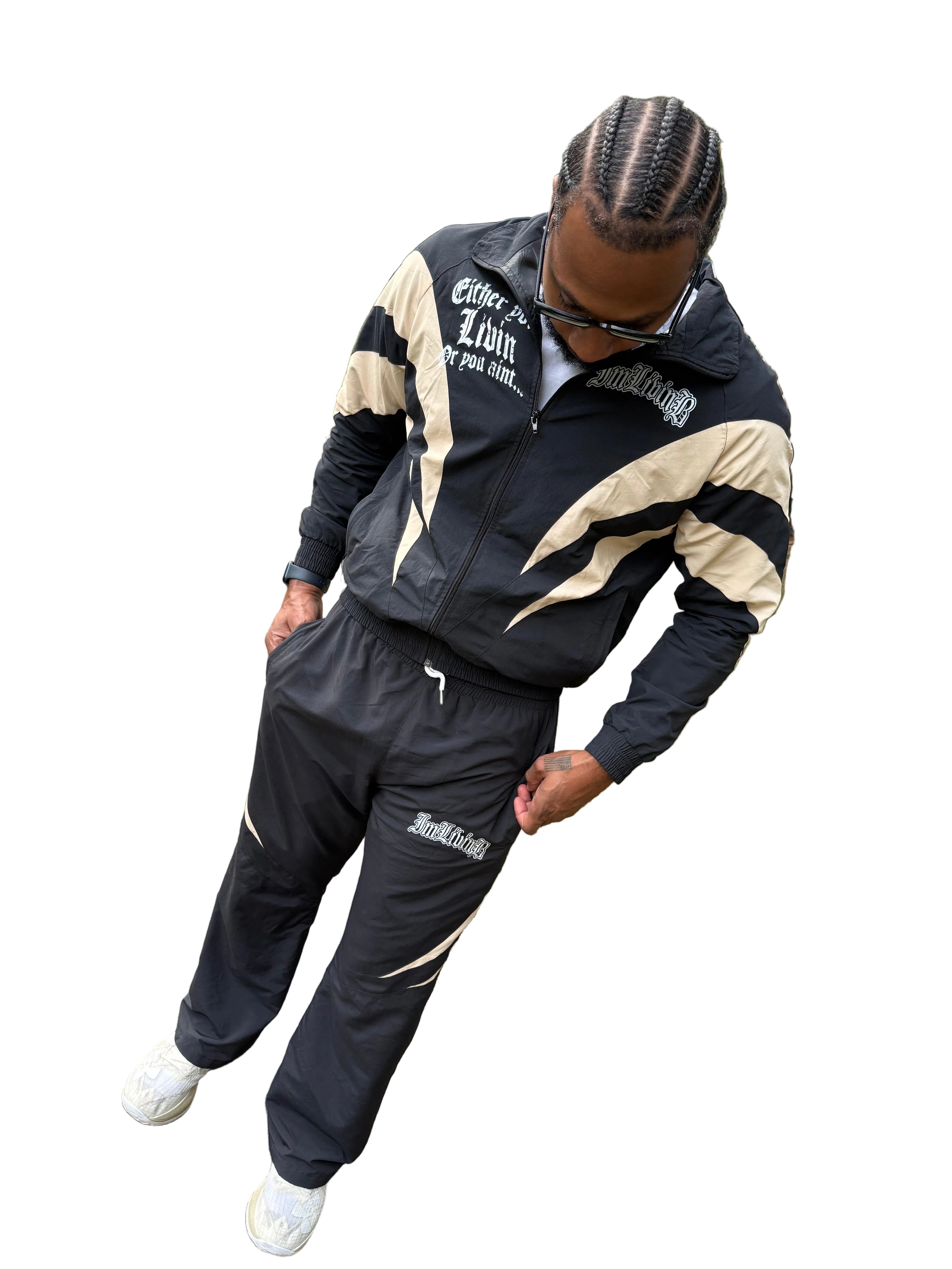 Retro Full Tracksuit (Black/Cream)