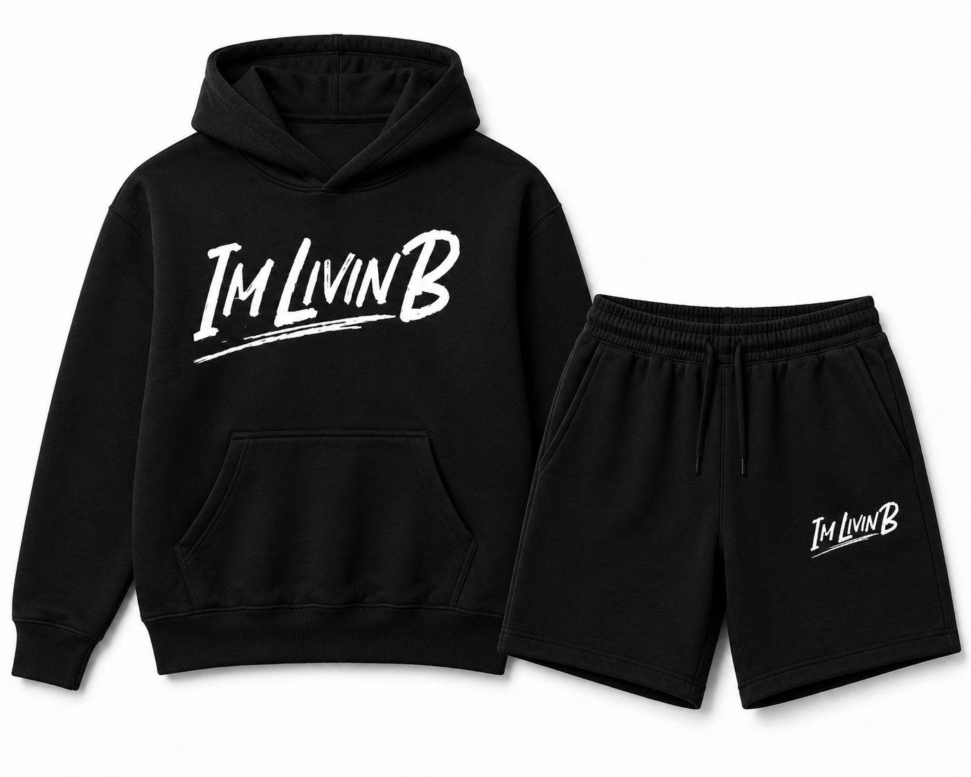 Script Hoody Short Set (Black)