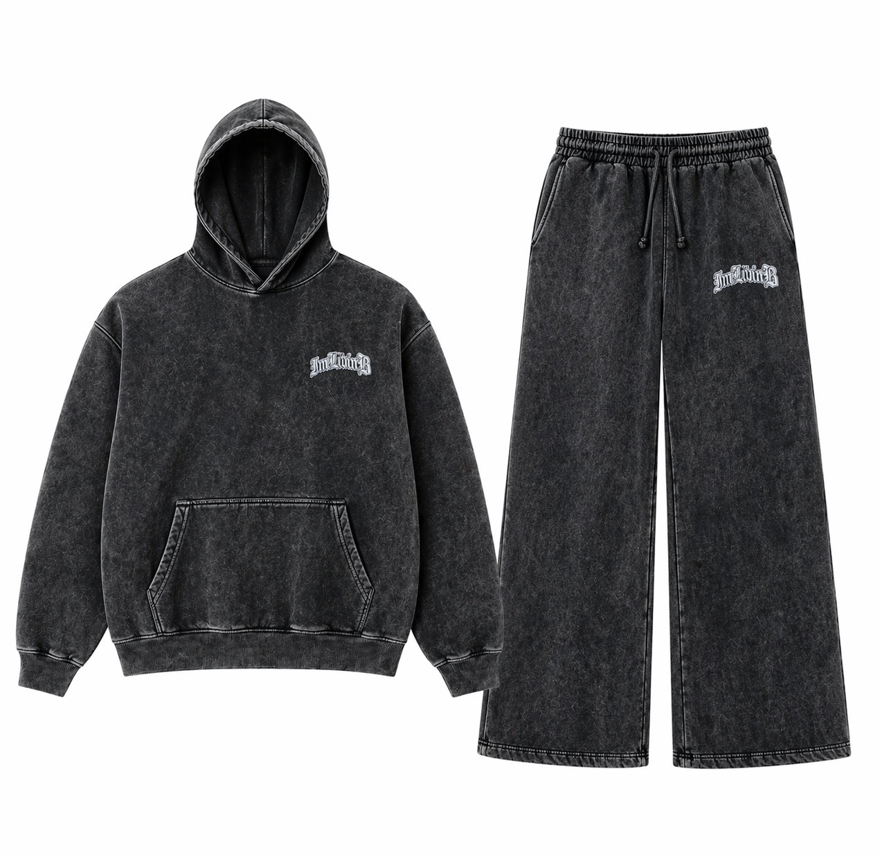 Acid Wash Wide Leg Sweatsuit