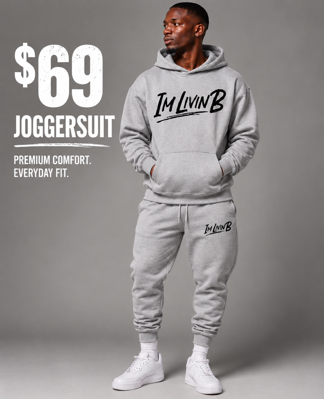 $69 Script Logo Joggersuit (Grey/Black)