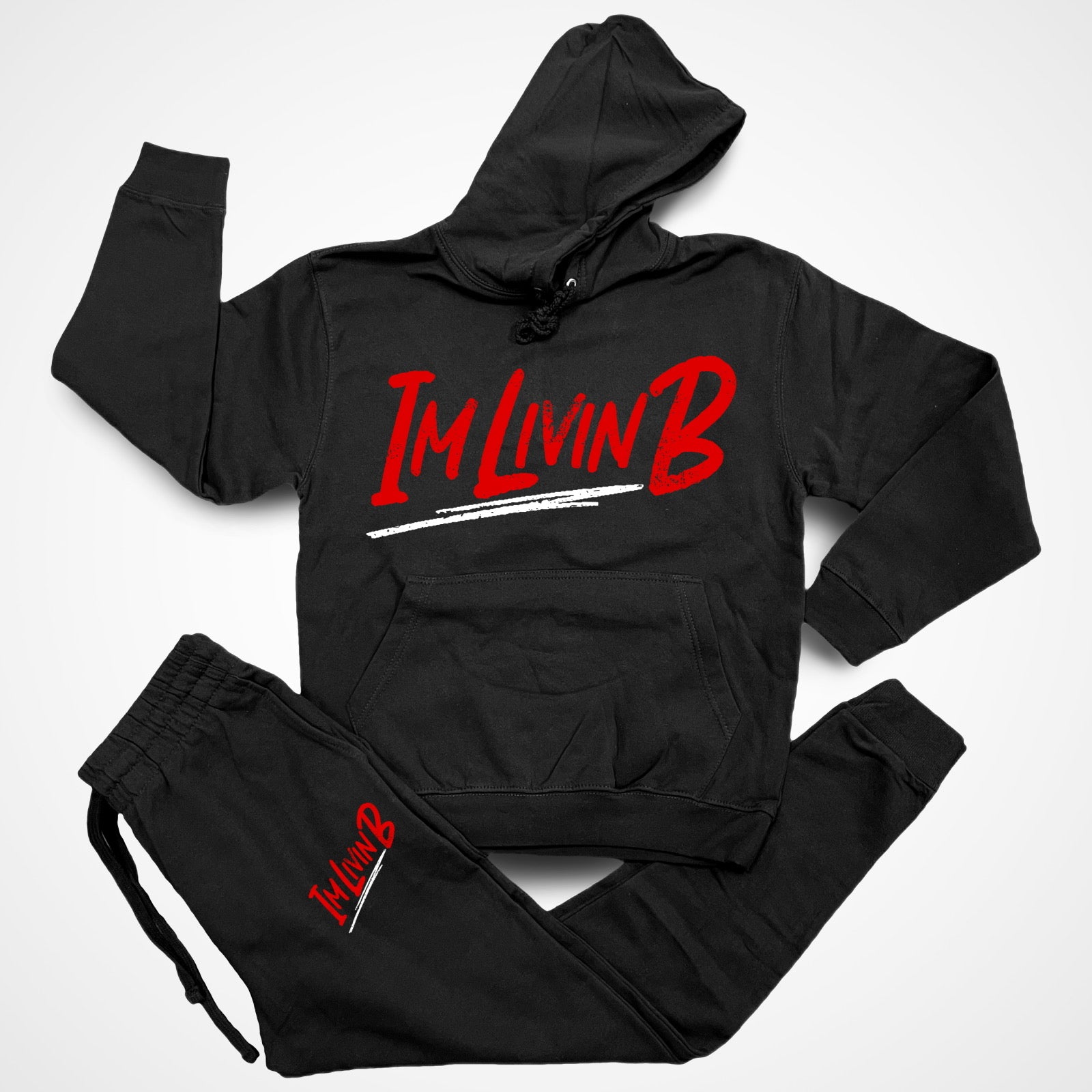 $59 Script Logo Joggersuit (Black/Red/White)