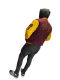 Product of the Streets LEATHER SLEEVES Jacket (Burgundy/Yellow)