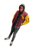 Product of the Streets LEATHER SLEEVES Jacket (Burgundy/Yellow)