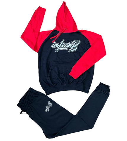 Two Tone Joggersuit (Black/Red)