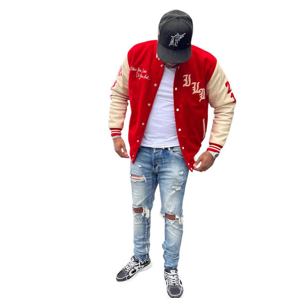 red varsity jacket